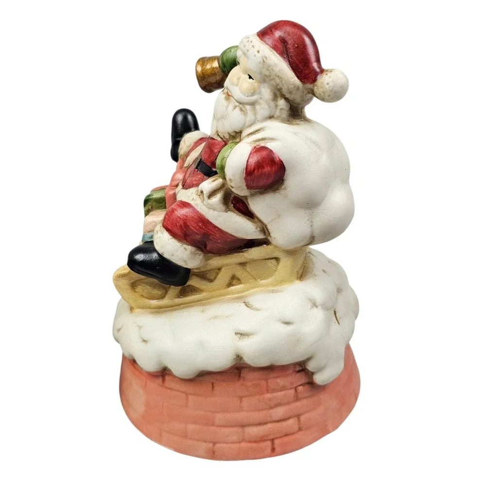 Flambro‎ Porcelain Antique Santa Musical Figurine Santa Claus Is Coming To Town